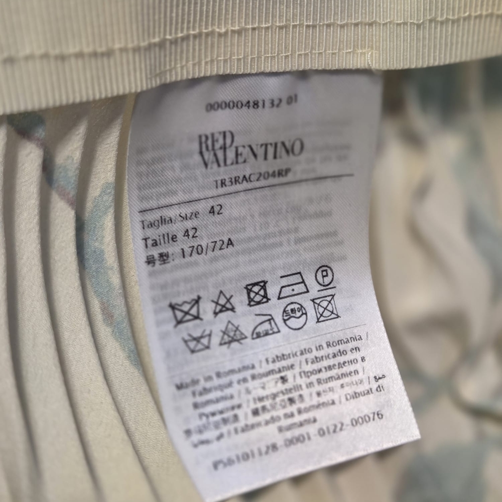 RED Valentino Pleated Floral Midi Skirt Pastel Yellow Italy Size 42, MSRP $975 - Picture 16 of 16